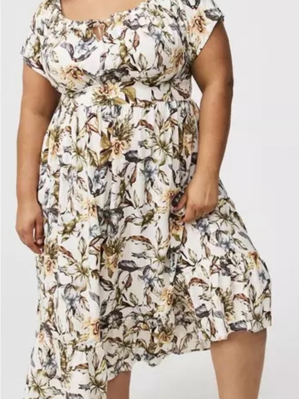Torrid Floral Challis Off-Shoulder Tea Dress (4X)